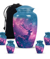 Deer Themed Cremation Urn - Purple and Blue Color Urns For Human Ashes