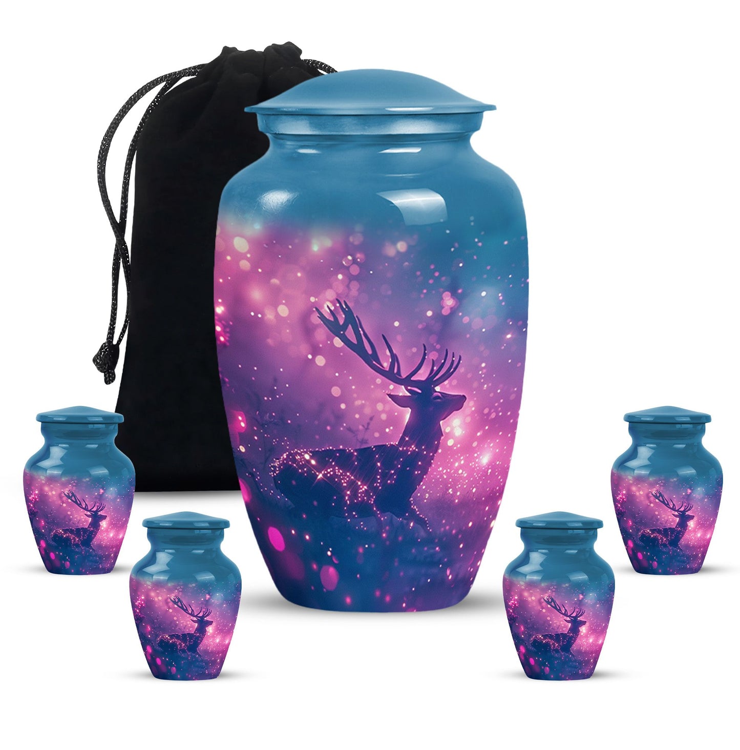 Purple Personalized Deer Cremation Urn for Human Ashes - 10-inch, 200 cu in - Yatskia