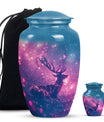 Deer Themed Cremation Urn - Purple and Blue Color Urns For Human Ashes