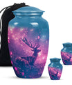 Deer Themed Cremation Urn - Purple and Blue Color Urns For Human Ashes