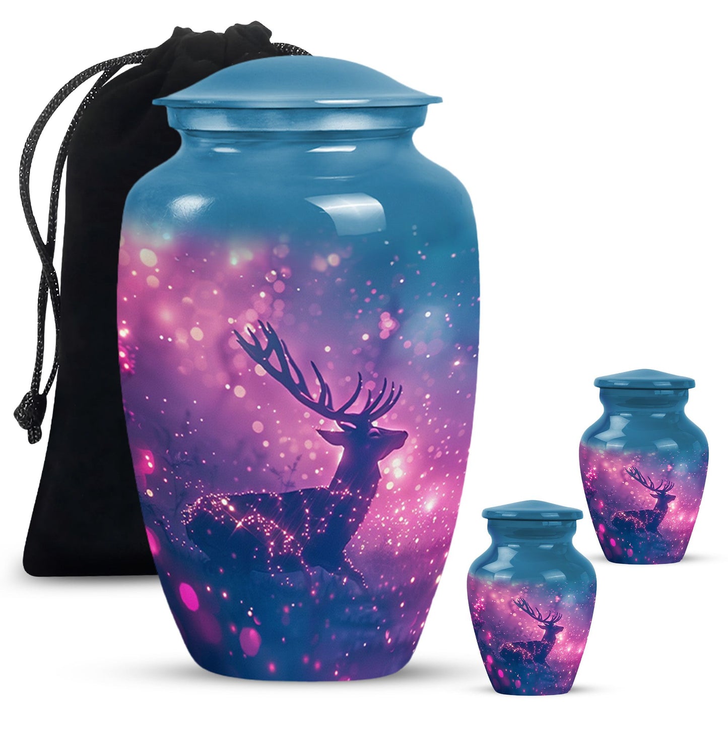 Purple Personalized Deer Cremation Urn for Human Ashes - 10-inch, 200 cu in - Yatskia