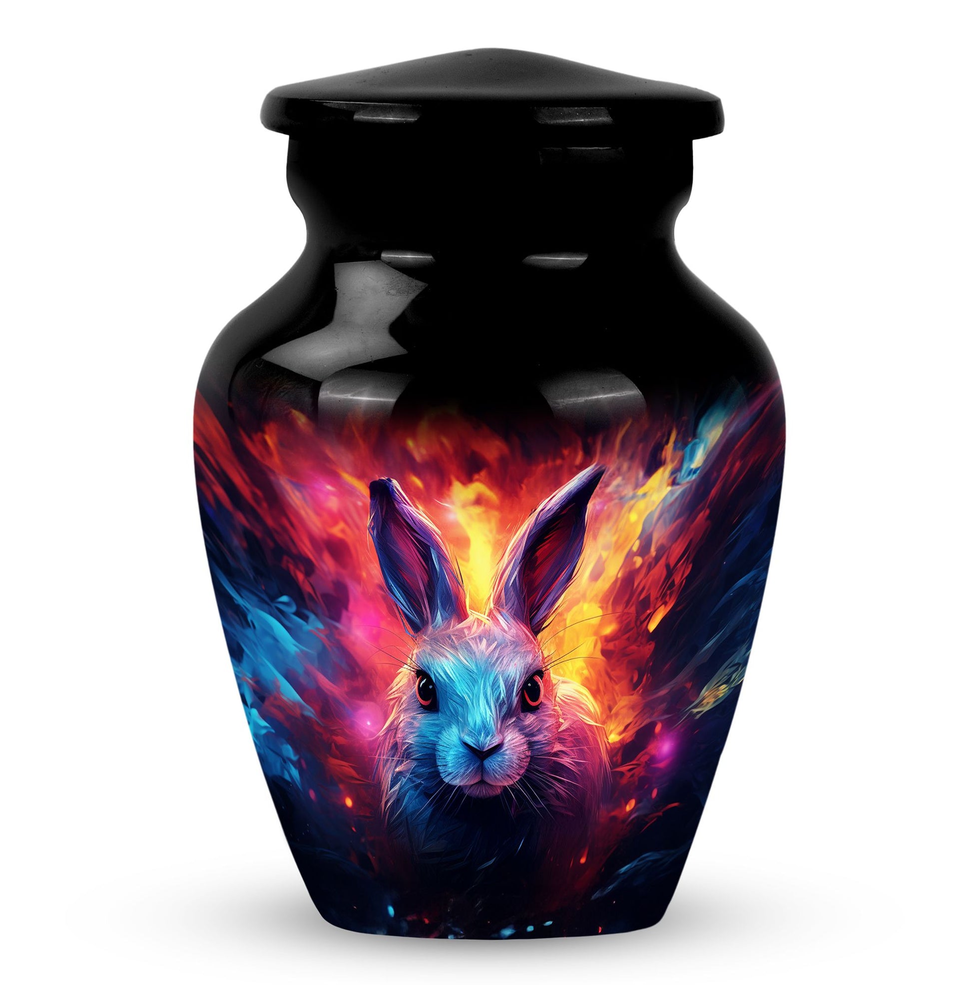 Colorful Bunny Burial Urn for Ashes – Artistic Rabbit Memorial Urn