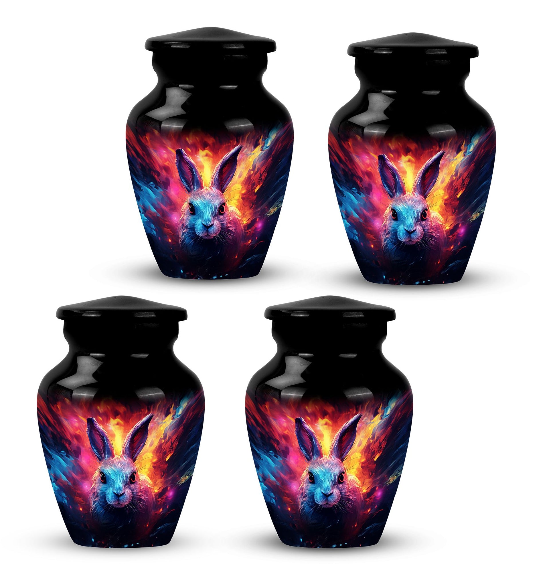 Colorful Bunny Burial Urn for Ashes – Artistic Rabbit Memorial Urn