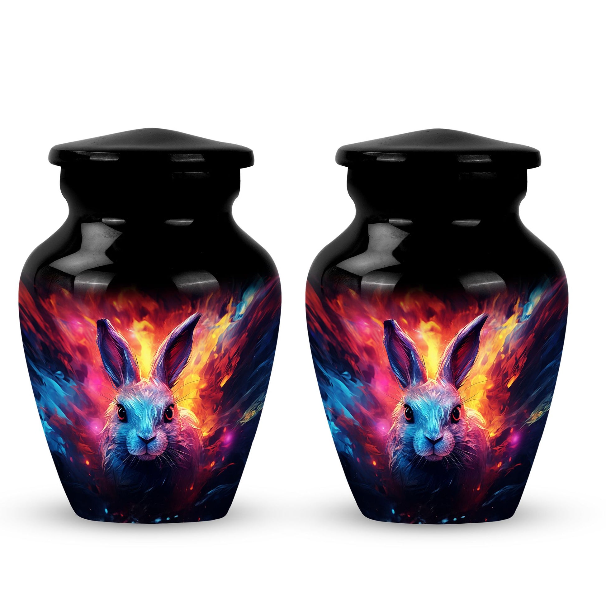Colorful Bunny Burial Urn for Ashes – Artistic Rabbit Memorial Urn