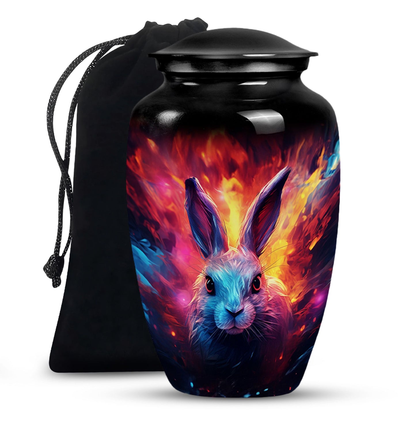 Colorful Personalized Rabbit Memorial Urn for Pet Ashes - 10-inch, 200 cu in - Yatskia