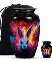 Colorful Bunny Burial Urn for Ashes – Artistic Rabbit Memorial Urn