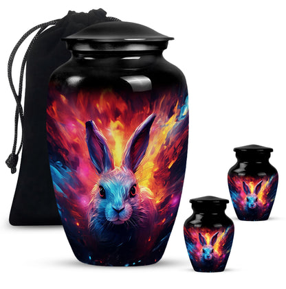 Colorful Personalized Rabbit Memorial Urn for Pet Ashes - 10-inch, 200 cu in - Yatskia