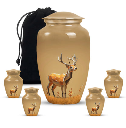 Personalized Deer Cremation Urn for Human Ashes - 10-inch, 200 cu in - Yatskia