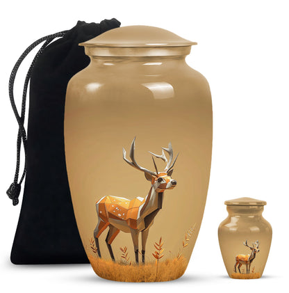 Personalized Deer Cremation Urn for Human Ashes - 10-inch, 200 cu in - Yatskia