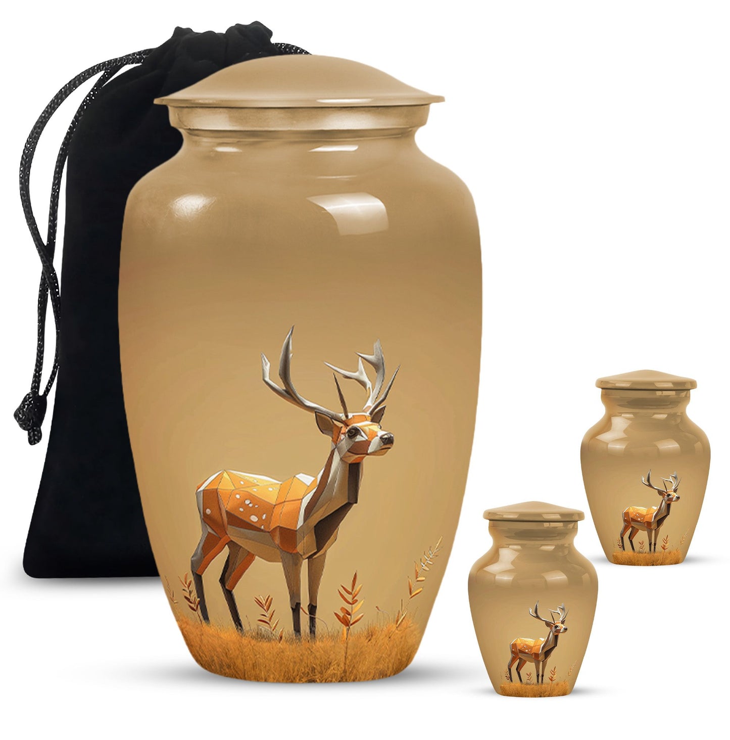 Personalized Deer Cremation Urn for Human Ashes - 10-inch, 200 cu in - Yatskia