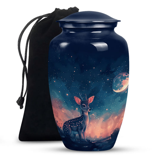 Baby Deer Night Themed Urn - Large Urn For Human Ashes