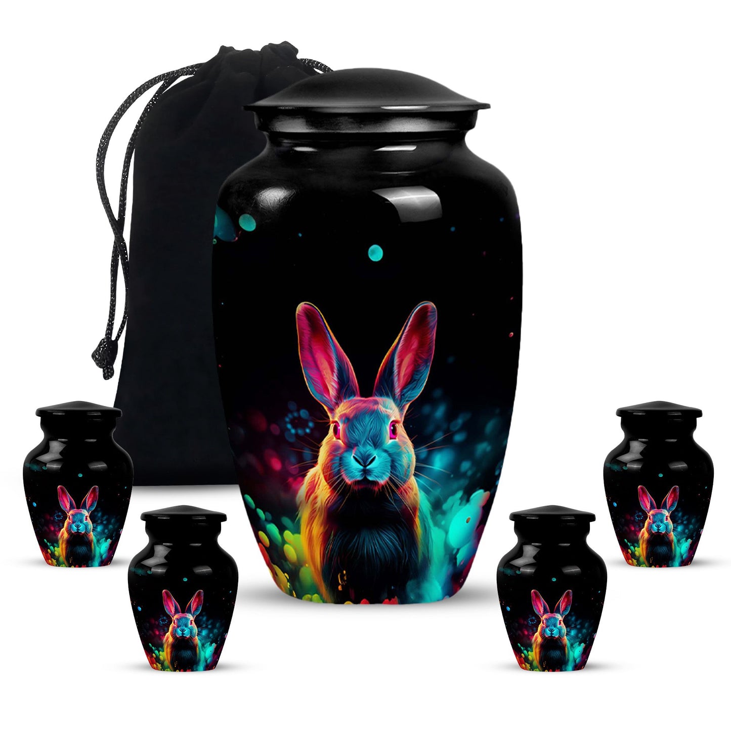 Colorful Personalized Rabbit Cremation Urn for Pet Ashes - 10-inch, 200 cu in - Yatskia