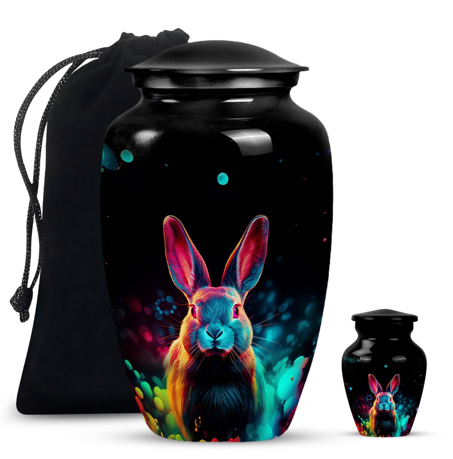 Colorful Personalized Rabbit Cremation Urn for Pet Ashes - 10-inch, 200 cu in - Yatskia