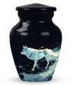 Wolf Cremation Large Urn - Urns For Human Ashes With A Wolf Drawing