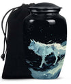 Wolf Cremation Large Urn - Urns For Human Ashes With A Wolf Drawing