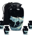 Wolf Cremation Large Urn - Urns For Human Ashes With A Wolf Drawing