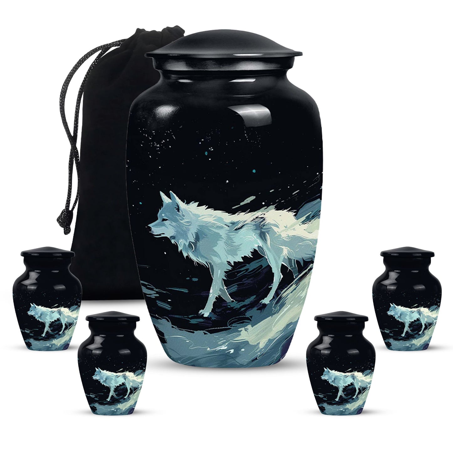 Personalized Wolf Cremation Urn for Human Ashes - 10-inch, 200 cu in - Yatskia