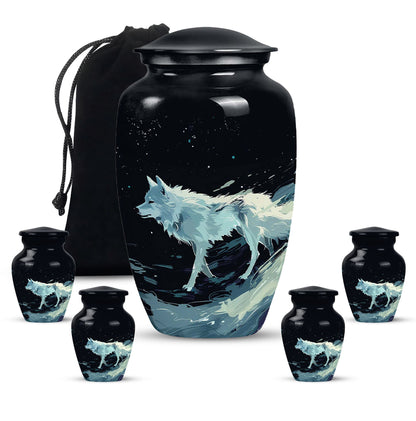 Personalized Wolf Cremation Urn for Human Ashes - 10-inch, 200 cu in - Yatskia