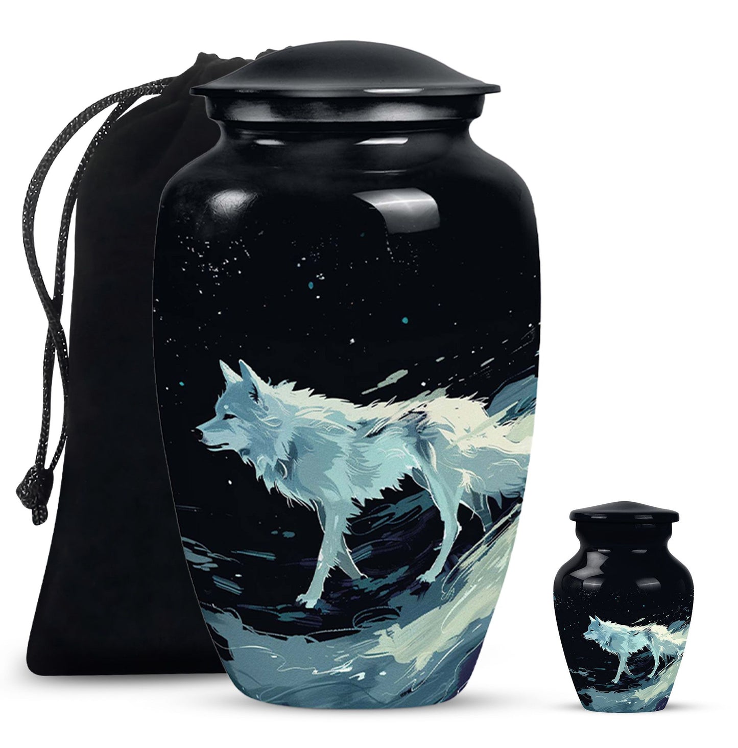 Personalized Wolf Cremation Urn for Human Ashes - 10-inch, 200 cu in - Yatskia