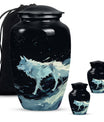 Wolf Cremation Large Urn - Urns For Human Ashes With A Wolf Drawing