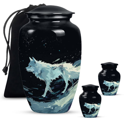 Personalized Wolf Cremation Urn for Human Ashes - 10-inch, 200 cu in - Yatskia