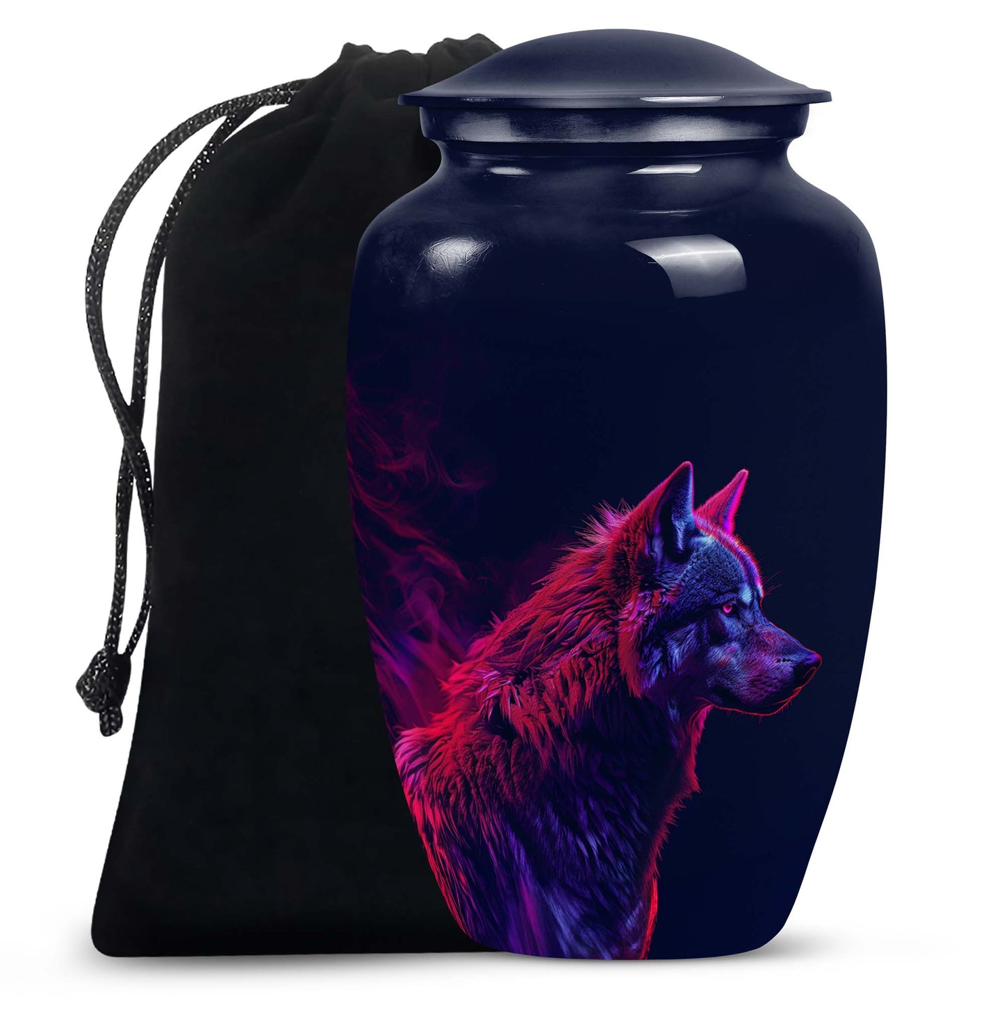 Personalized Wolf Cremation Urn for Human Ashes - 10-inch, 200 cu in - Yatskia