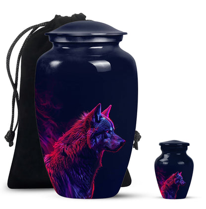 Personalized Wolf Cremation Urn for Human Ashes - 10-inch, 200 cu in - Yatskia