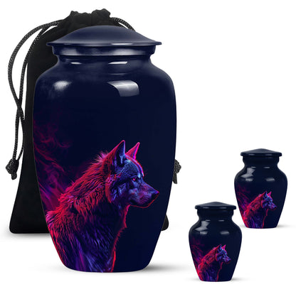 Personalized Wolf Cremation Urn for Human Ashes - 10-inch, 200 cu in - Yatskia