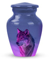 Wolf Cremation Urn for Ashes - Purple Wolf Design Memorial Urn