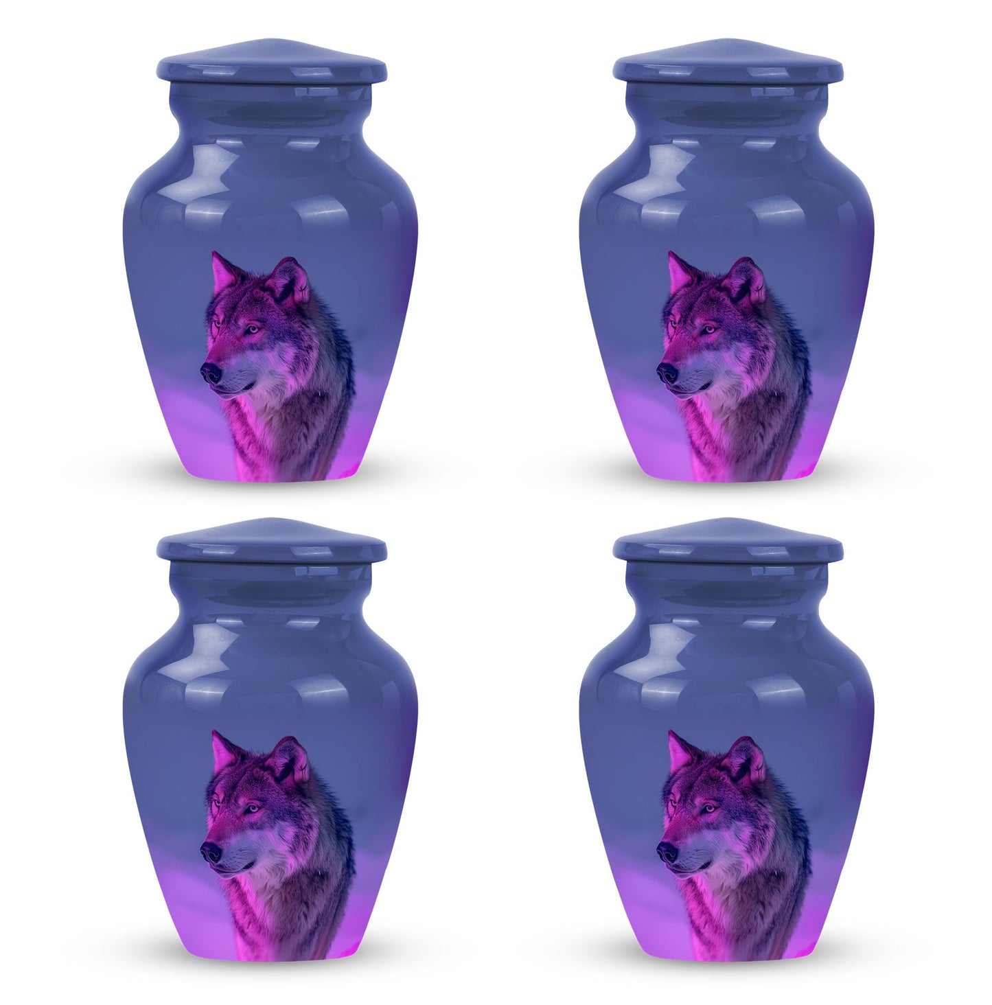 Purple Personalized Wolf Cremation Urn for Human Ashes - 10-inch, 200 cu in - Yatskia