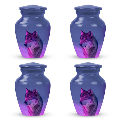 Purple Personalized Wolf Cremation Urn for Human Ashes - 10-inch, 200 cu in - Yatskia
