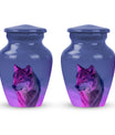 Wolf Cremation Urn for Ashes - Purple Wolf Design Memorial Urn