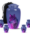 Wolf Cremation Urn for Ashes - Purple Wolf Design Memorial Urn
