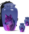 Wolf Cremation Urn for Ashes - Purple Wolf Design Memorial Urn