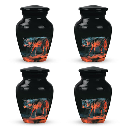 Black Personalized Wolf Cremation Urn for Human Ashes - 10-inch, 200 cu in - Yatskia
