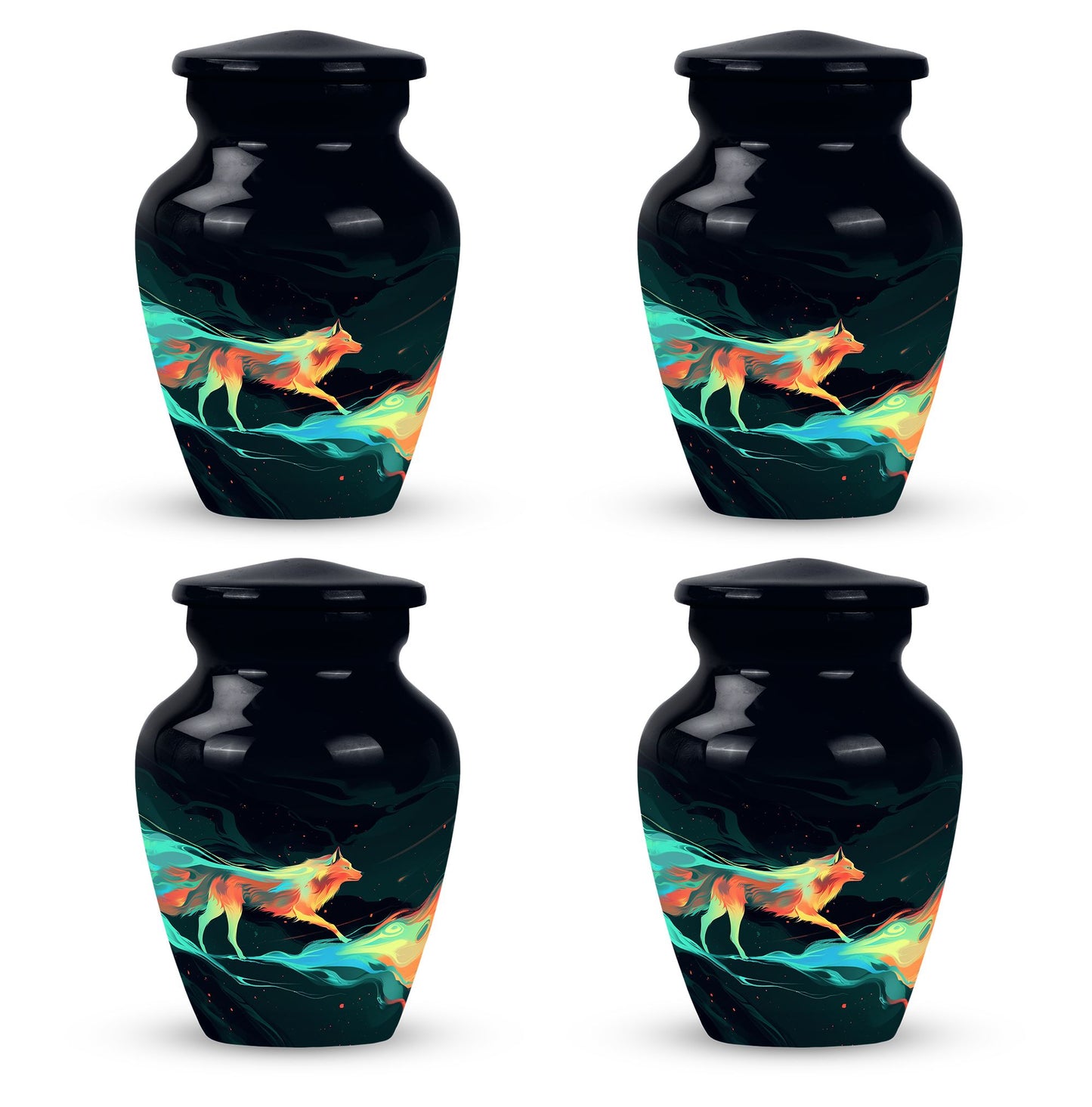 Colorful Personalized Wolf Cremation Urn for Mom - 10-inch, 200 cu in - Yatskia
