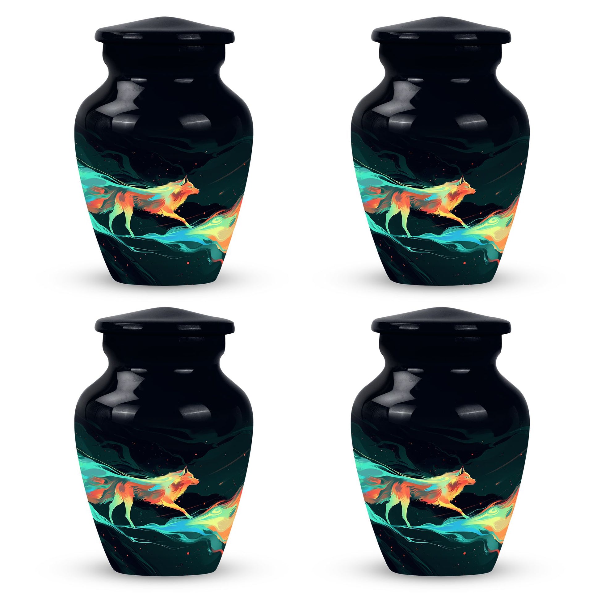 Colorful Wolf Cremation Urn for Human Ashes - Urn for Mom and Dad