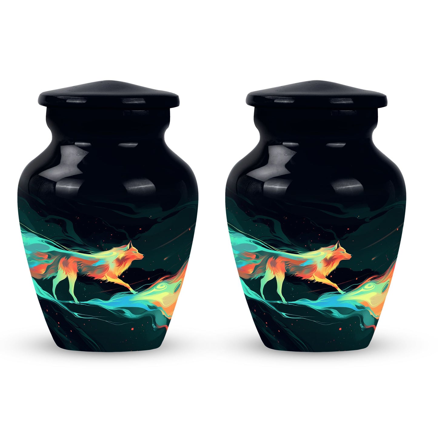 Colorful Personalized Wolf Cremation Urn for Mom - 10-inch, 200 cu in - Yatskia