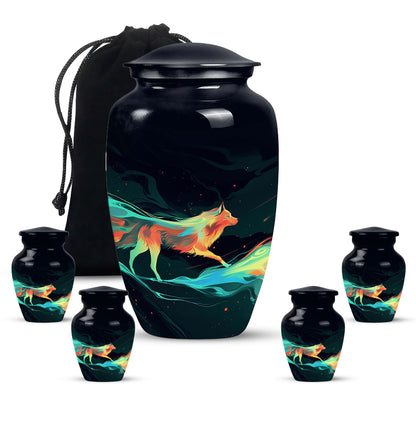 Colorful Personalized Wolf Cremation Urn for Mom - 10-inch, 200 cu in - Yatskia
