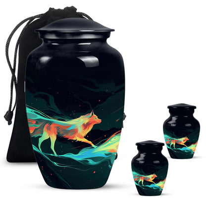 Colorful Personalized Wolf Cremation Urn for Mom - 10-inch, 200 cu in - Yatskia