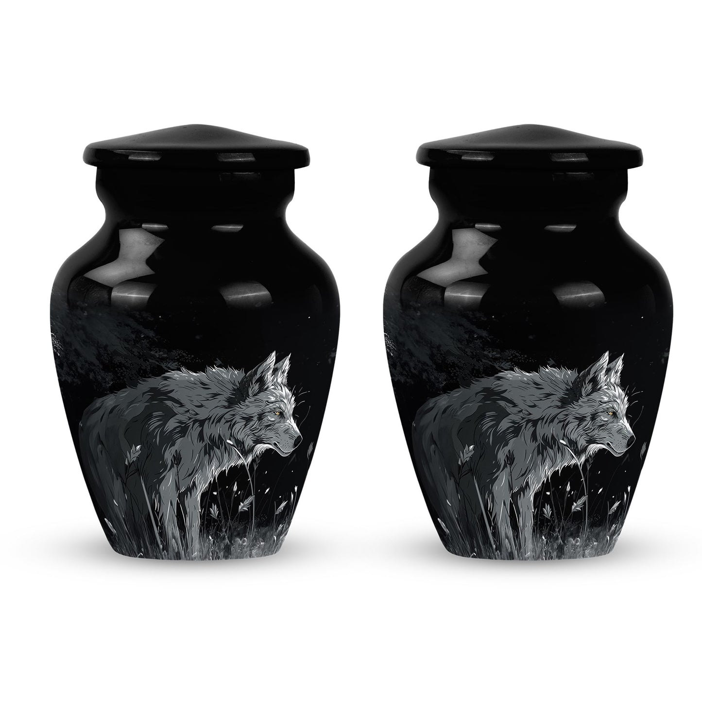 Personalized Wolf Cremation Urn for Men & Women - 10-inch, 200 cu in - Yatskia