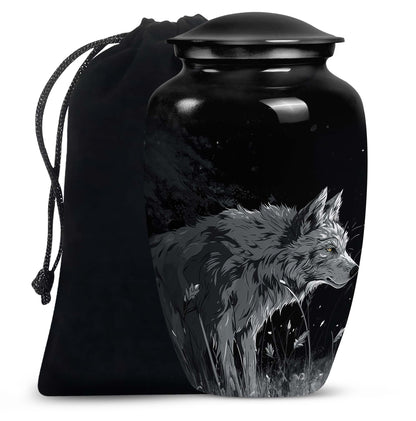 Personalized Wolf Cremation Urn for Men & Women - 10-inch, 200 cu in - Yatskia