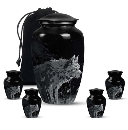 Personalized Wolf Cremation Urn for Men & Women - 10-inch, 200 cu in - Yatskia