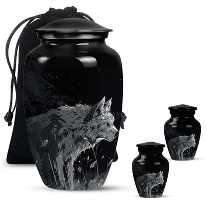 Personalized Wolf Cremation Urn for Men & Women - 10-inch, 200 cu in - Yatskia