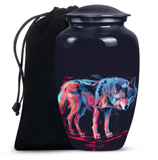 Neon Wolf Cremation Urns For Human Ashes - Memorial Urn for Mom & Dad