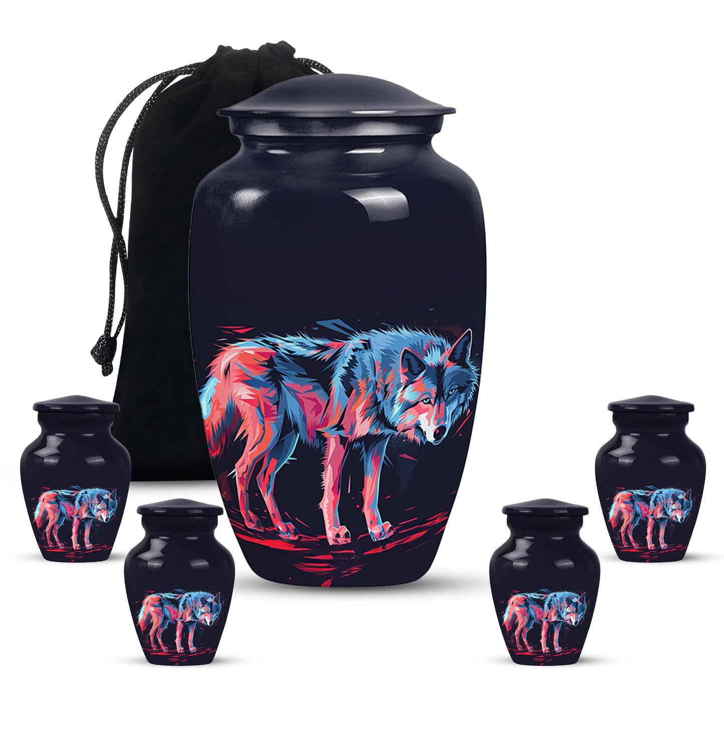Personalized Wolf Cremation Urn for Mom - 10-inch, 200 cu in - Yatskia