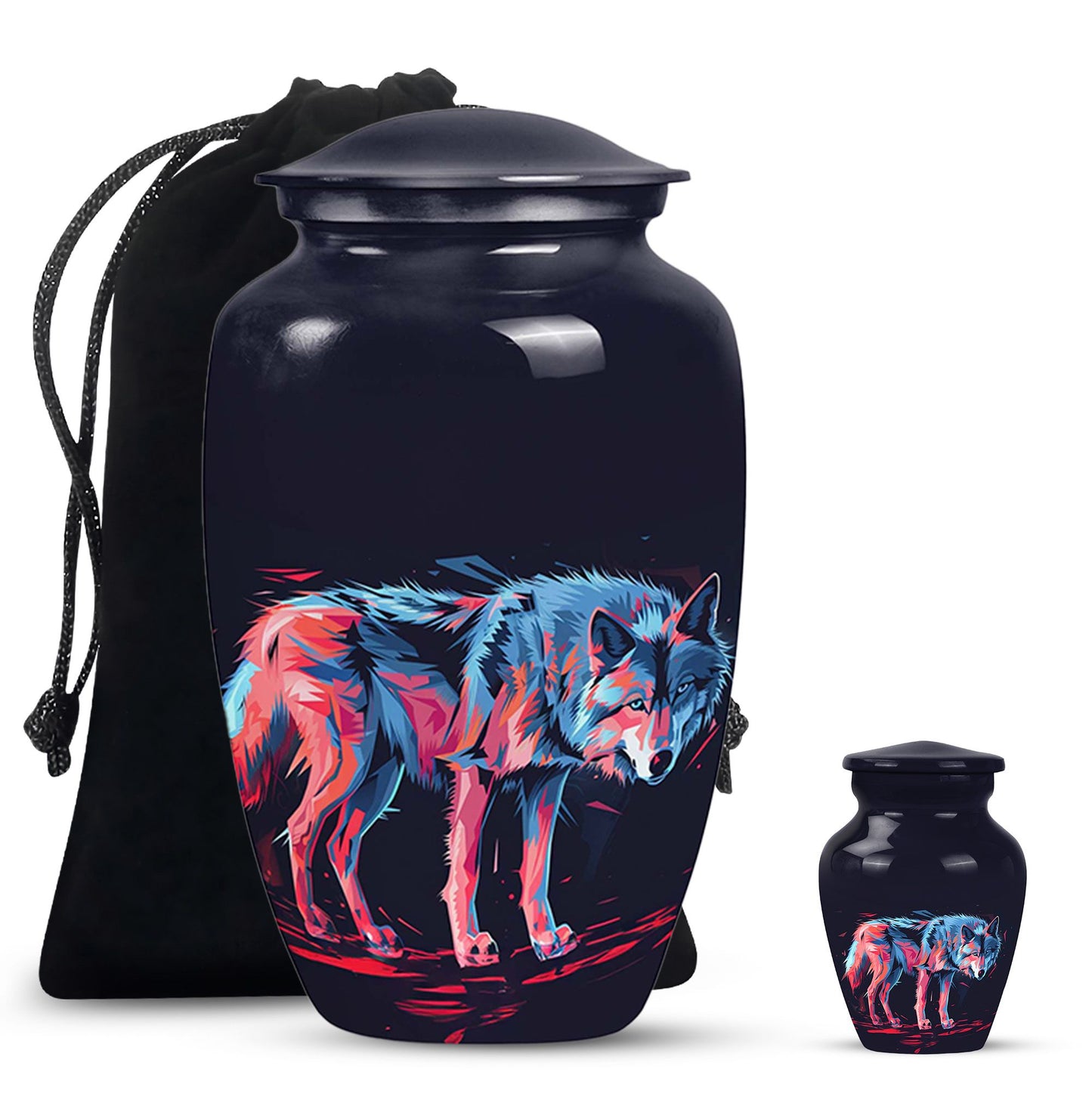 Personalized Wolf Cremation Urn for Mom - 10-inch, 200 cu in - Yatskia