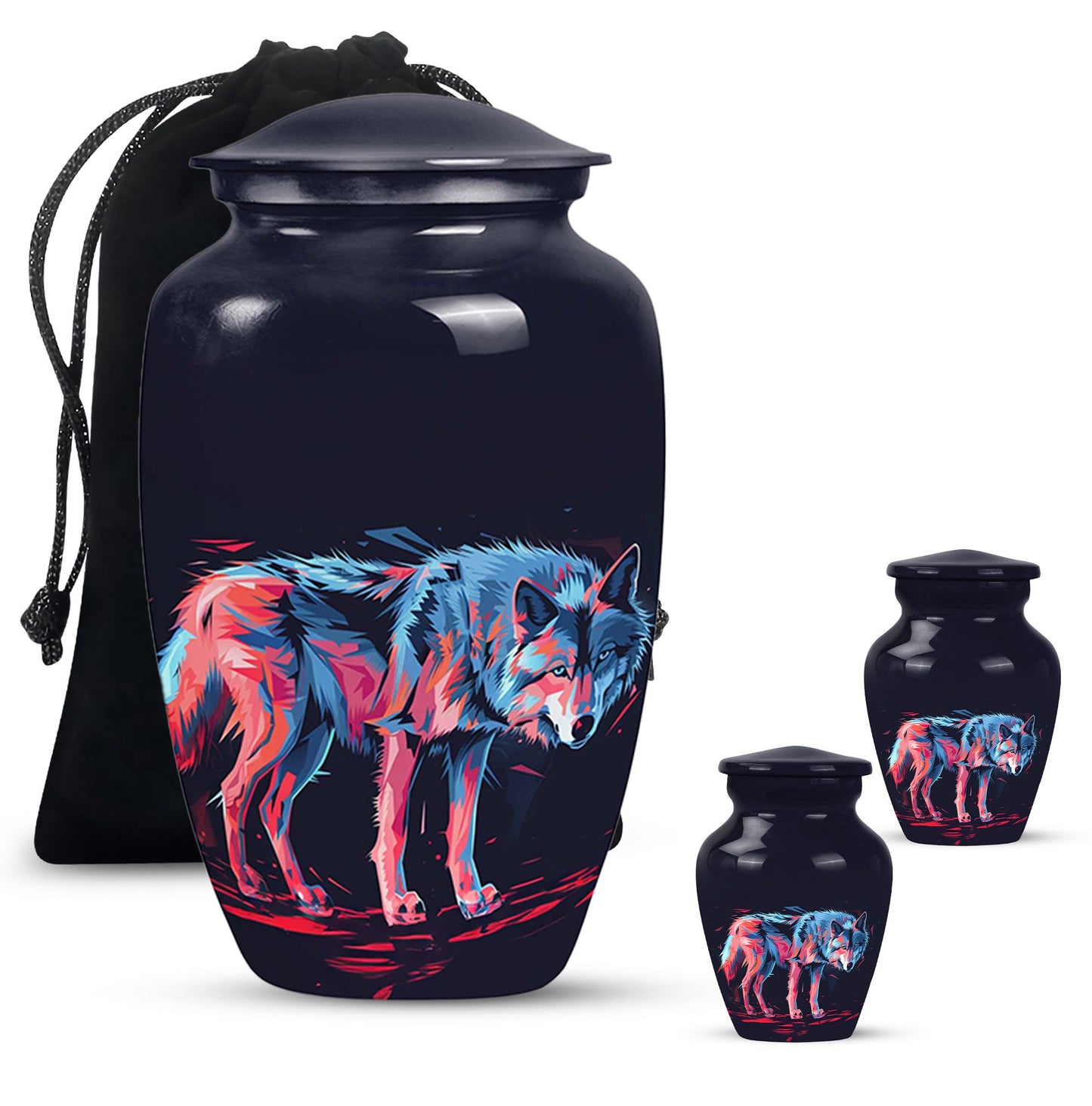 Personalized Wolf Cremation Urn for Mom - 10-inch, 200 cu in - Yatskia