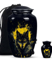 Black and Gold Wolf Urn for Human Ashes - Large For Urn Mom