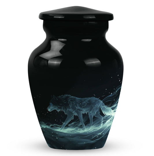 Blue Wolf Cremation Urn for Human Ashes - Memorial Urn for Adults